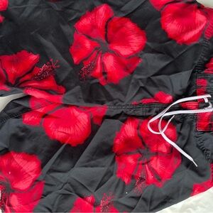 No Boundaries Red and Black Floral Shorts